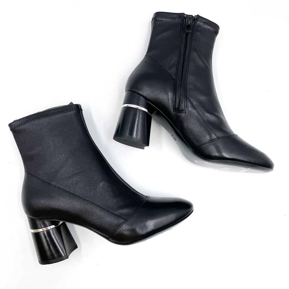 3.1 Phillip Lim Drum Stretch Ankle Booties Black Leather Block Heel‎ Sz 5.5